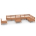 Juego muebles de jardín 9 pzas madera maciza pino marrón miel