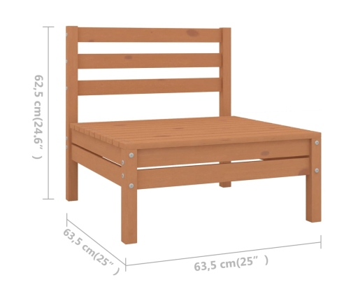 Juego muebles de jardín 9 pzas madera maciza pino marrón miel