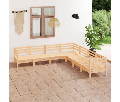 Juego de muebles de jardín 7 piezas madera maciza de pino
