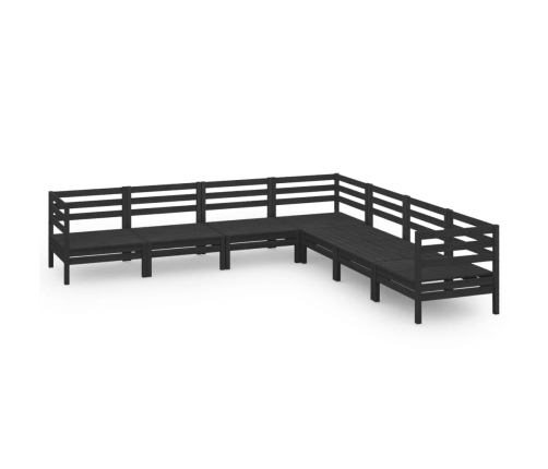 Juego de muebles de jardín 7 pzas madera maciza de pino negro