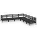 Juego de muebles de jardín 7 pzas madera maciza de pino negro