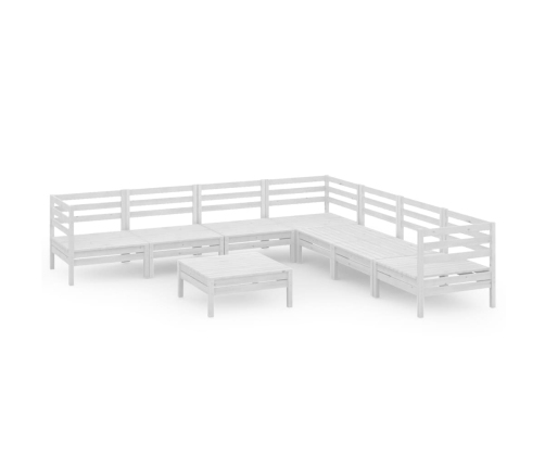 Juego de muebles de jardín 8 piezas madera maciza pino blanco