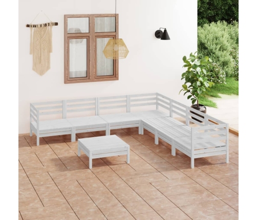 Juego de muebles de jardín 8 piezas madera maciza pino blanco