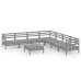 Juego de muebles de jardín 8 piezas madera maciza de pino gris