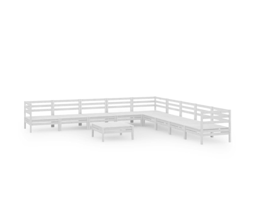 Juego de muebles de jardín 10 piezas madera maciza pino blanco