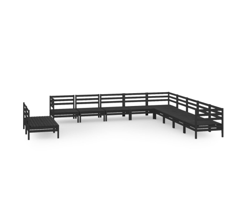 Juego de muebles de jardín 11 pzas madera maciza de pino negro