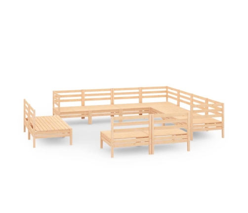 Juego de muebles de jardín 11 piezas madera maciza de pino