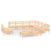 Juego de muebles de jardín 11 piezas madera maciza de pino