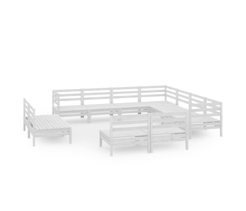 Juego de muebles de jardín 11 piezas madera maciza pino blanco