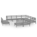 Juego de muebles de jardín 11 piezas madera maciza de pino gris
