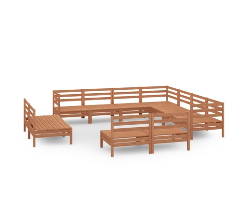 Juego muebles de jardín 11 pzas madera maciza pino marrón miel