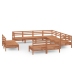 Juego muebles de jardín 11 pzas madera maciza pino marrón miel