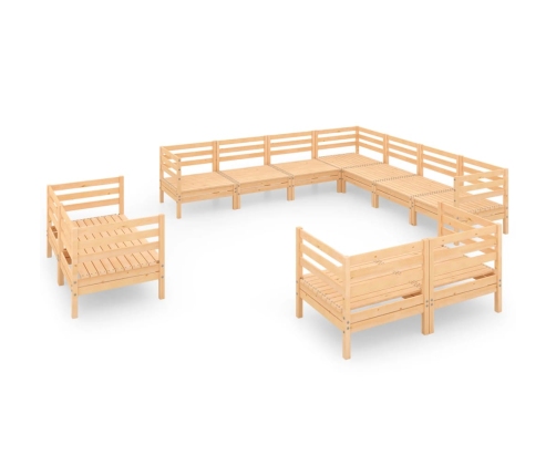 Juego de muebles de jardín 11 piezas madera maciza de pino