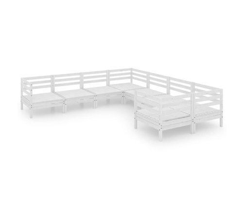 Juego de muebles de jardín 8 piezas madera maciza pino blanco