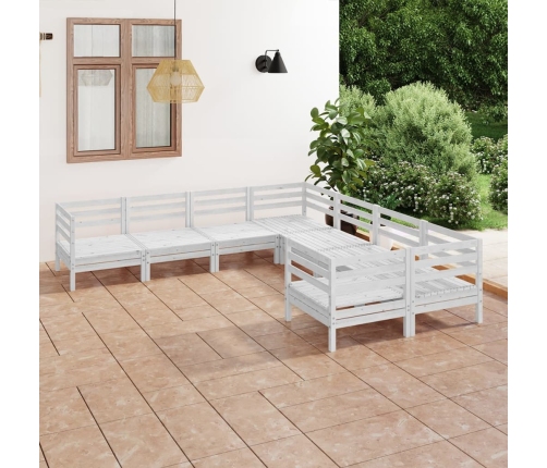 Juego de muebles de jardín 8 piezas madera maciza pino blanco