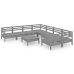 Juego de muebles de jardín 9 piezas madera maciza de pino gris