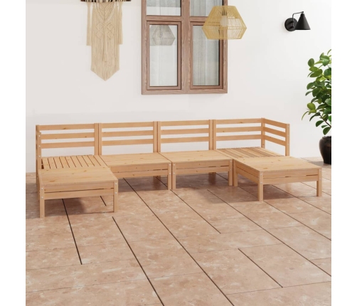 Juego de muebles de jardín 6 piezas madera maciza de pino
