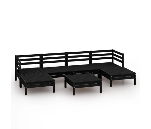 Juego de muebles de jardín 7 pzas madera maciza de pino negro