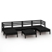 Juego de muebles de jardín 7 pzas madera maciza de pino negro