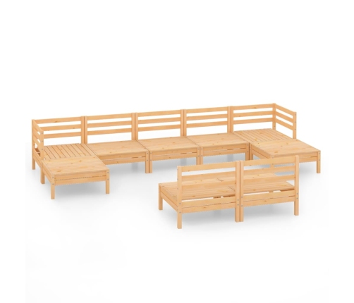 Juego de muebles de jardín 9 piezas madera maciza de pino