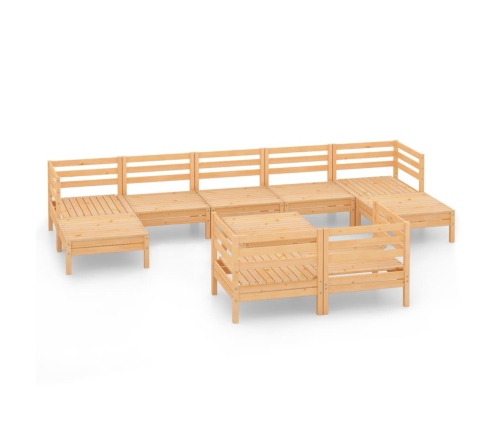 Juego de muebles de jardín 10 piezas madera maciza de pino