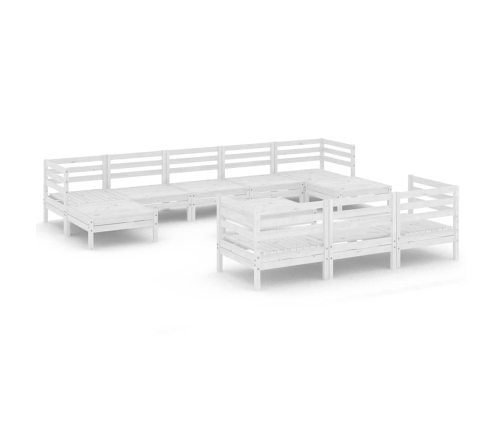 Juego de muebles de jardín 11 pzas madera maciza de pino blanco