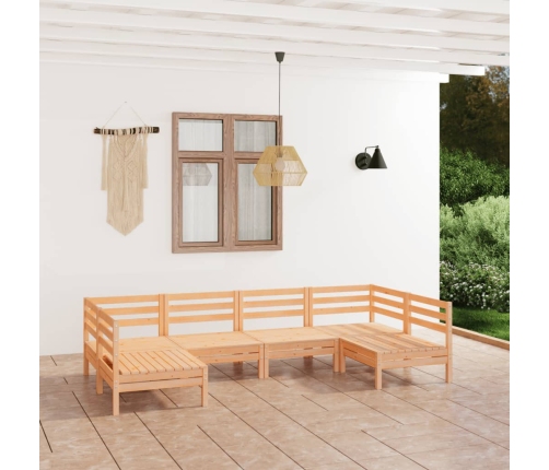 Juego de muebles de jardín 6 piezas madera maciza de pino