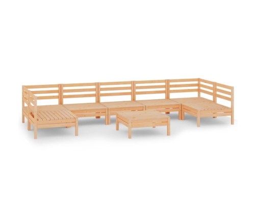 Juego de muebles de jardín 8 piezas madera maciza de pino