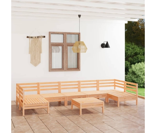 Juego de muebles de jardín 8 piezas madera maciza de pino
