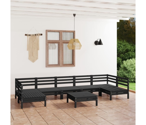 Juego de muebles de jardín 8 piezas madera maciza de pino