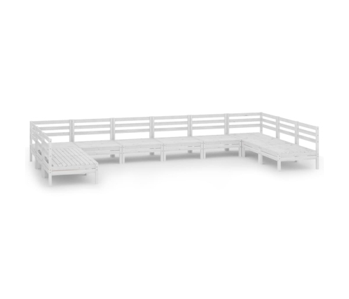 Juego de muebles de jardín 10 piezas madera maciza pino blanco