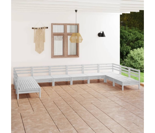 Juego de muebles de jardín 10 piezas madera maciza pino blanco