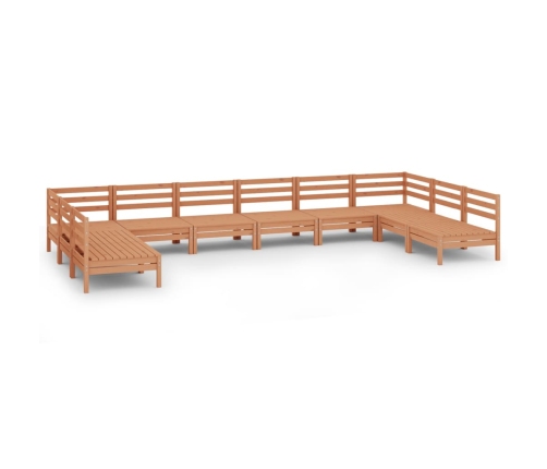 Juego muebles de jardín 10 pzas madera maciza pino marrón miel