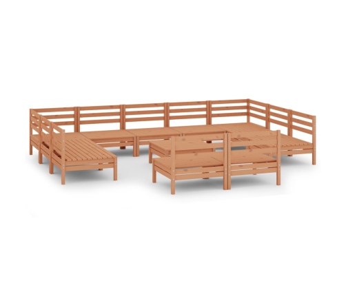 Juego muebles de jardín 12 pzas madera maciza pino marrón miel
