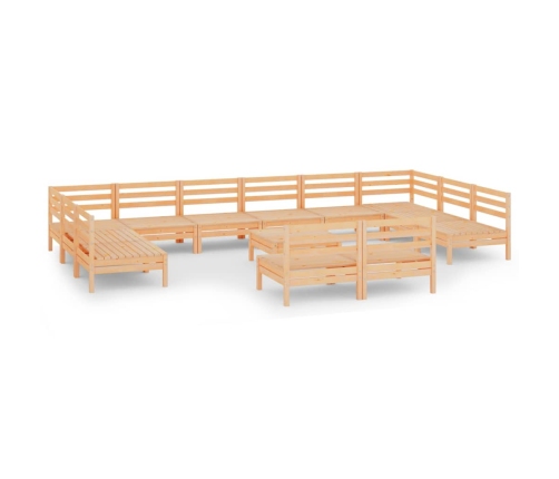 Juego de muebles de jardín 13 piezas madera maciza de pino