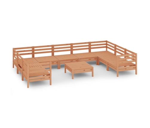 Juego muebles de jardín 10 pzas madera maciza pino marrón miel