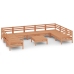 Juego muebles de jardín 10 pzas madera maciza pino marrón miel