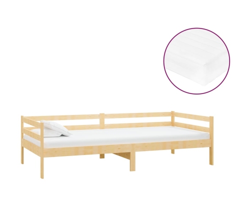 Sofá cama con colchón madera de pino maciza 90x200 cm