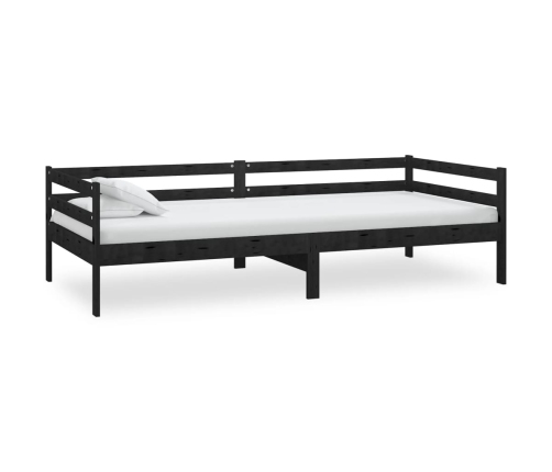 vidaXL Sofá cama con colchón madera de pino maciza negro 90x200 cm