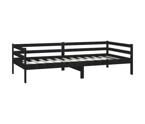 vidaXL Sofá cama con colchón madera de pino maciza negro 90x200 cm