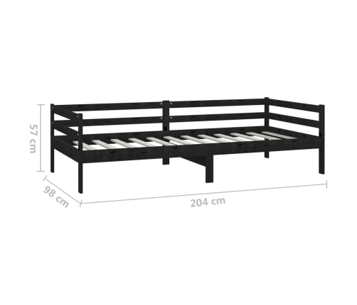 vidaXL Sofá cama con colchón madera de pino maciza negro 90x200 cm