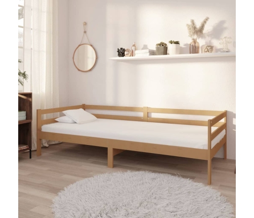 Sofá cama y colchón madera pino maciza marrón miel 90x200 cm