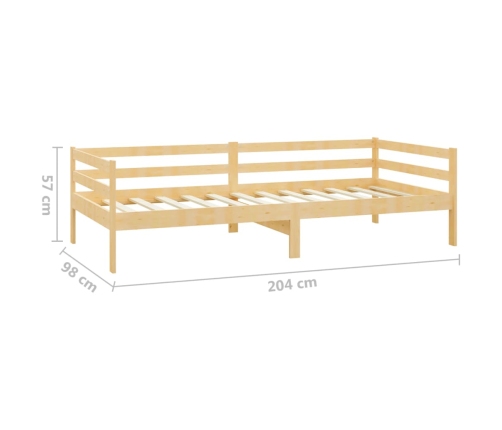 Sofá cama con colchón madera de pino maciza 90x200 cm