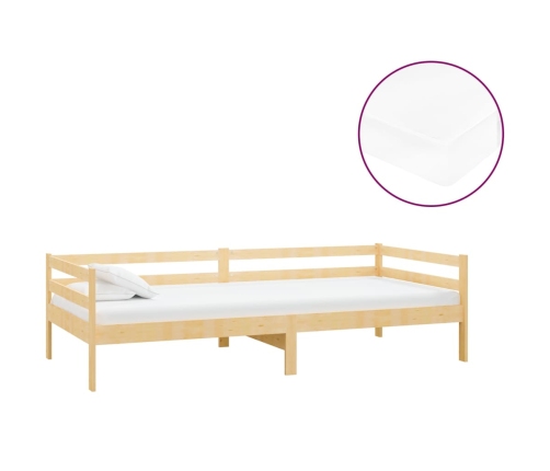 Sofá cama con colchón madera de pino maciza 90x200 cm