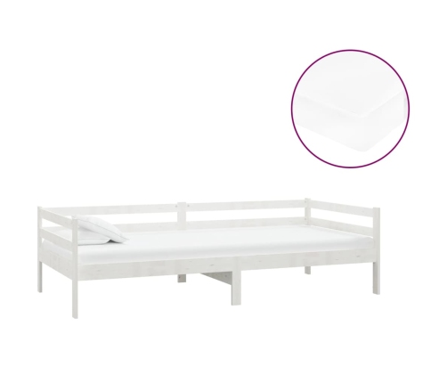 Sofá cama con colchón madera de pino maciza blanco 90x200 cm