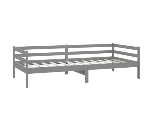 Sofá cama con colchón madera de pino maciza gris 90x200 cm