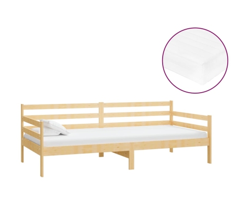 Sofá cama con colchón madera de pino maciza 90x200 cm