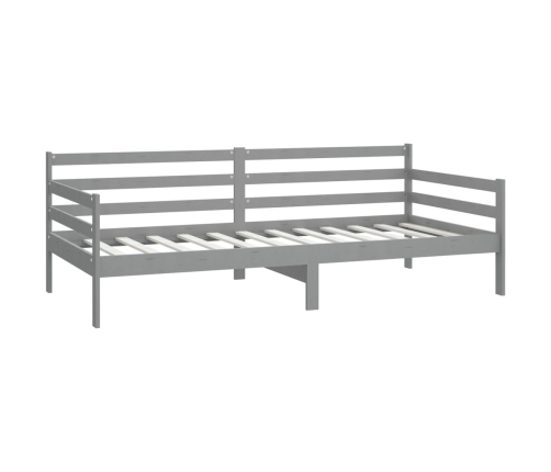 Sofá cama con colchón madera de pino maciza gris 90x200 cm