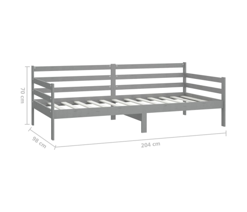 Sofá cama con colchón madera de pino maciza gris 90x200 cm