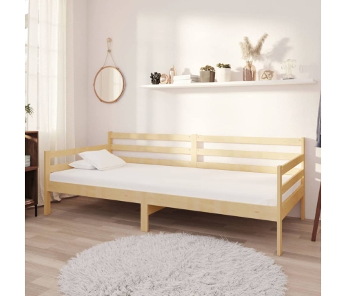 Sofá cama con colchón madera de pino maciza 90x200 cm